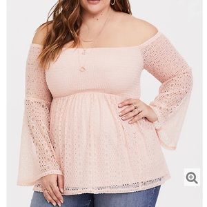 Torrid pink off shoulder top